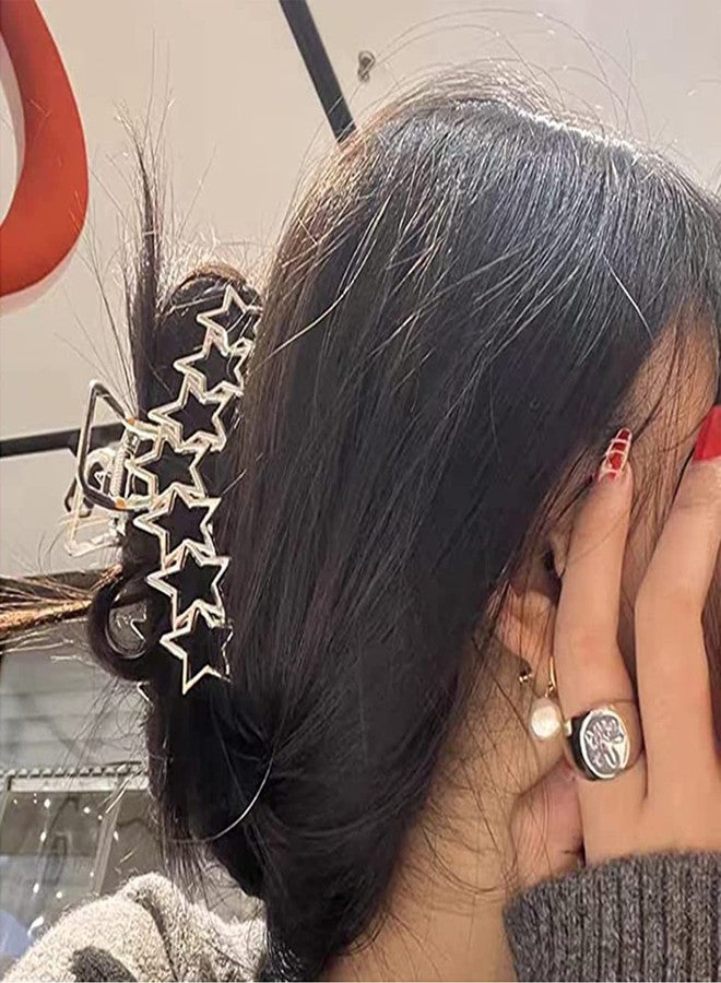 VOTACOS 2PCS Y2k Metal Hair Claw Clips Star Heart Hair Clips for Women Big Nonslip Design Claw Hair Clips for Thick and Thin Hair Stitching Silver Large Hair Accessories for Women and Girls. - Image 4